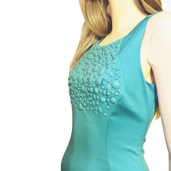 Marciano Cocktail Dress Sheath Special Occasion Faux Turquoise Bodice XS-S Fancy - Picture 6 of 15